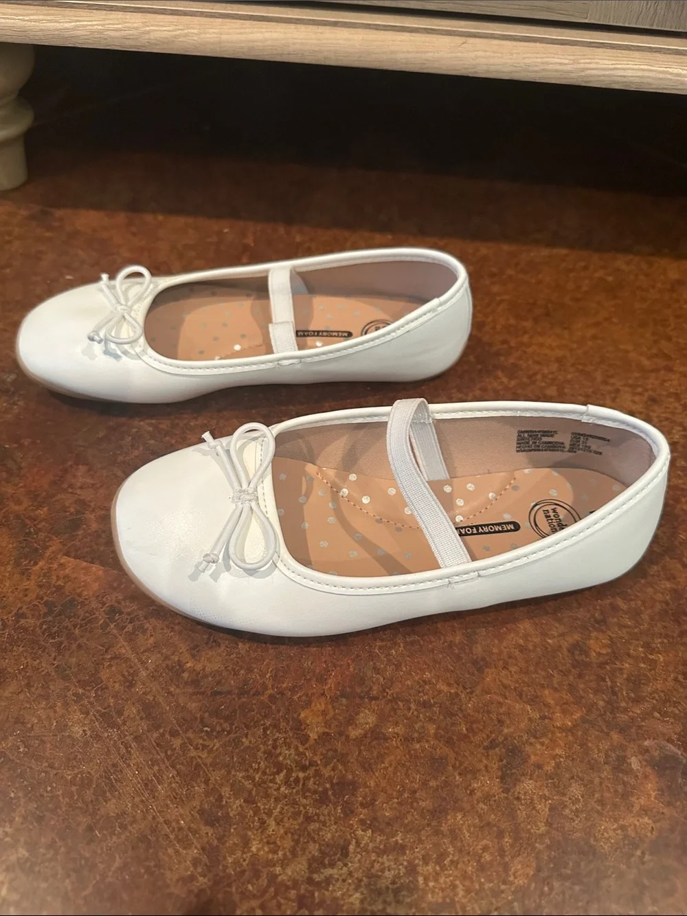 wonder nation White Girls Flats with Bow Accent